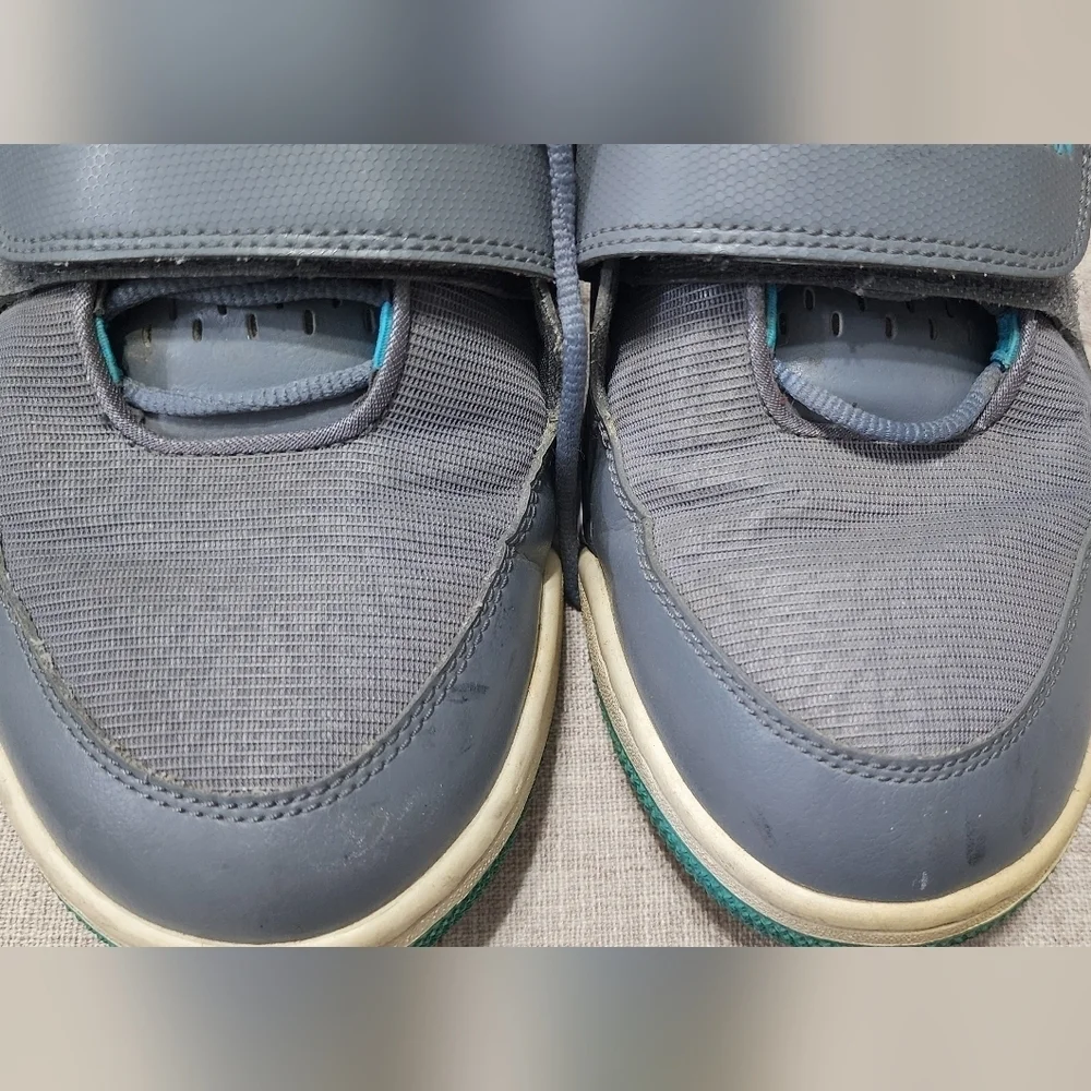 Jordan Gray and Blue Sneakers Athletic Design